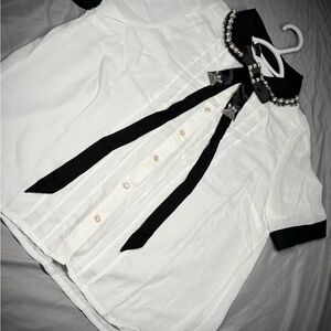 Elegant White and Black Women's Top